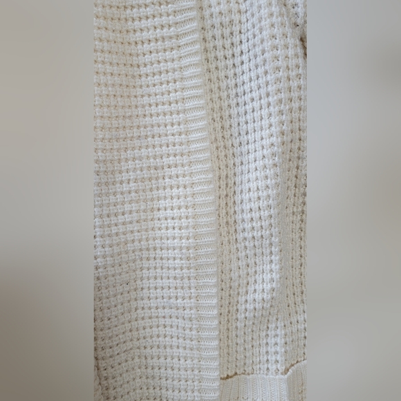 Comfy Cozy Soft Waffle Knit Cardigan Sweater Off White Women's Size Medium - Picture 4 of 8